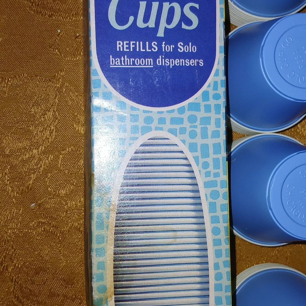 75 Vintage. Collectable Solo Blue Plastic Cups for Bathroom Dispensers